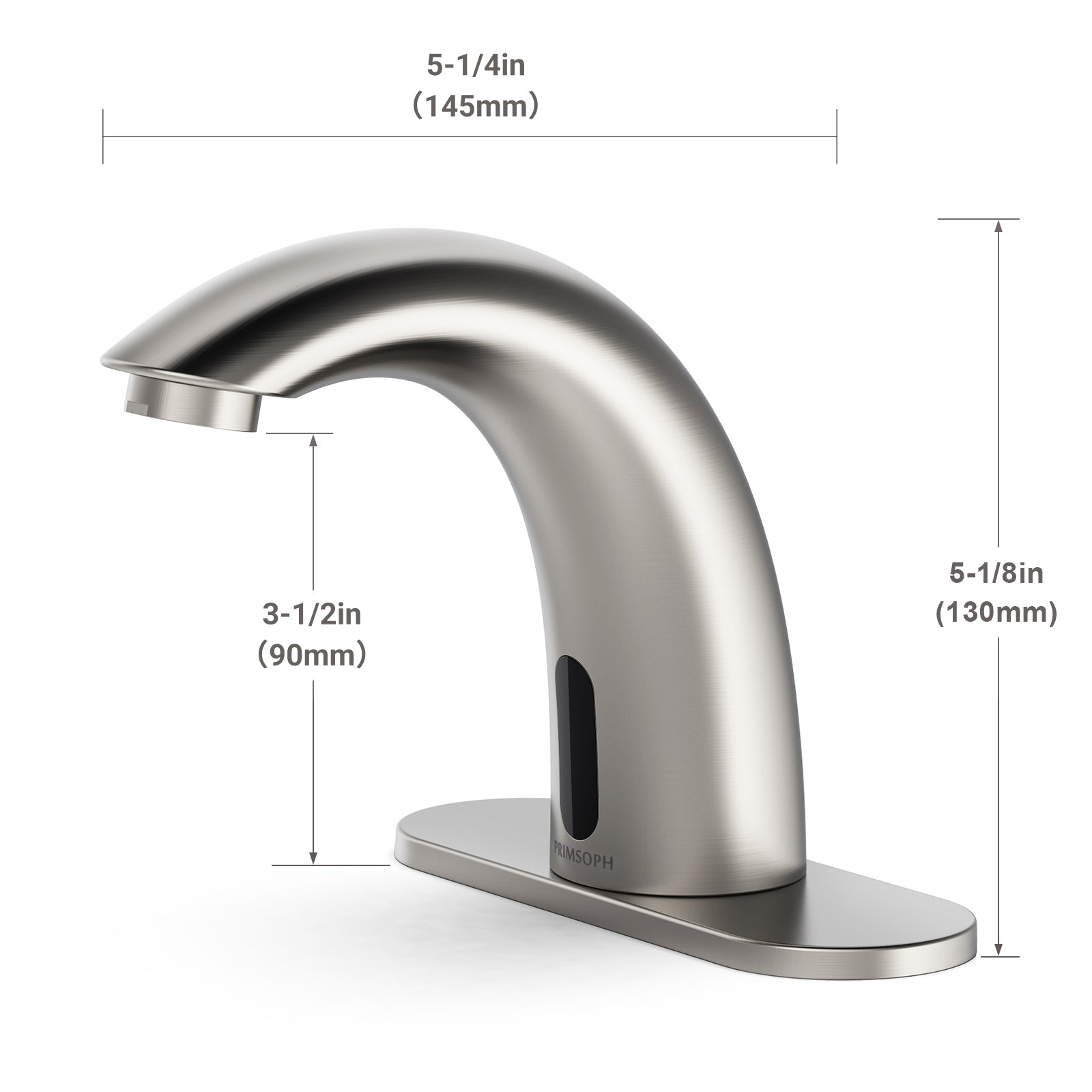 PRIMSOPH Model 8012 Battery and Plug-In Powered Touchless Faucet with Temperature Mixer, Brushed Nickel