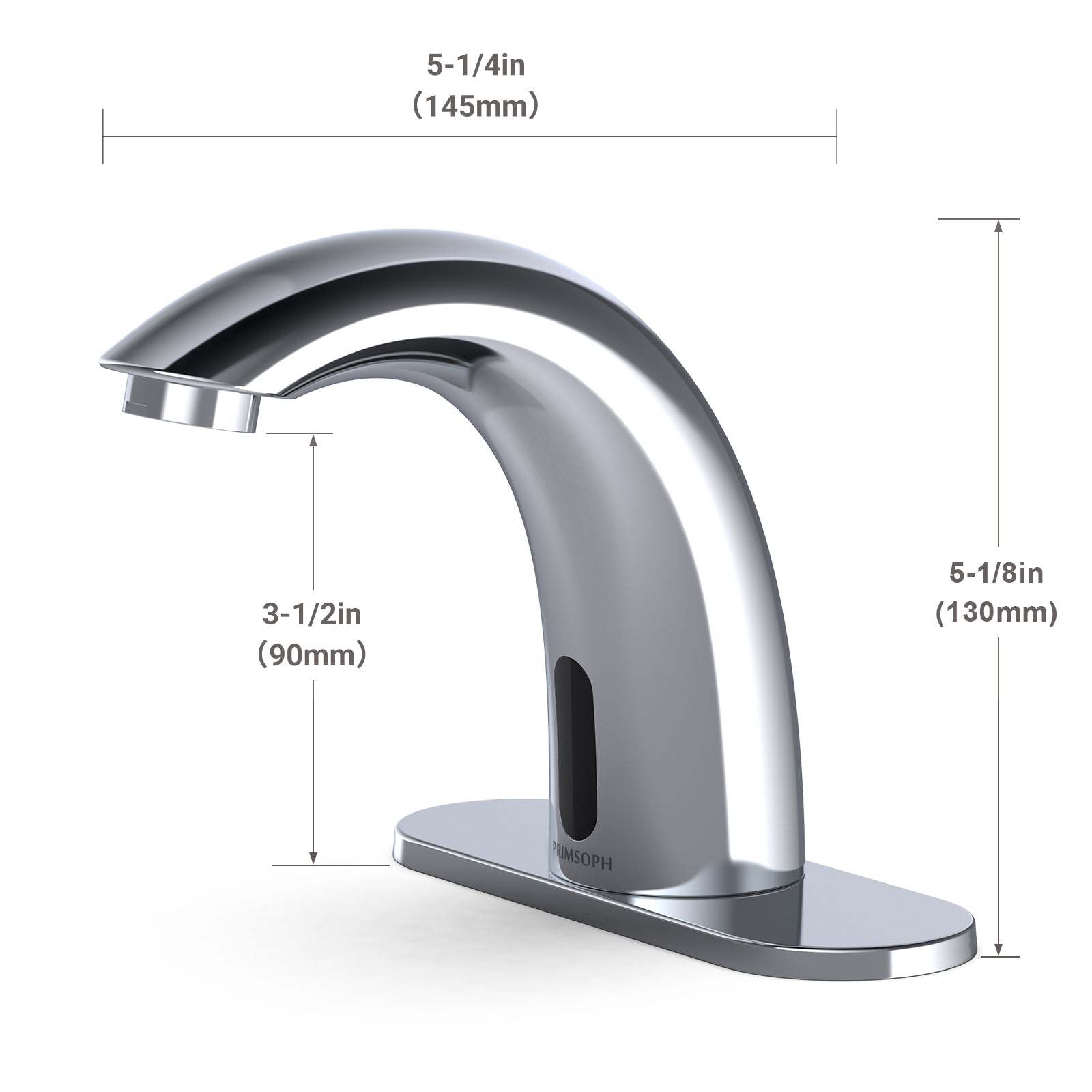 PRIMSOPH Model 8012 Battery and Plug-In Powered Touchless Faucet with Temperature Mixer, Chrome