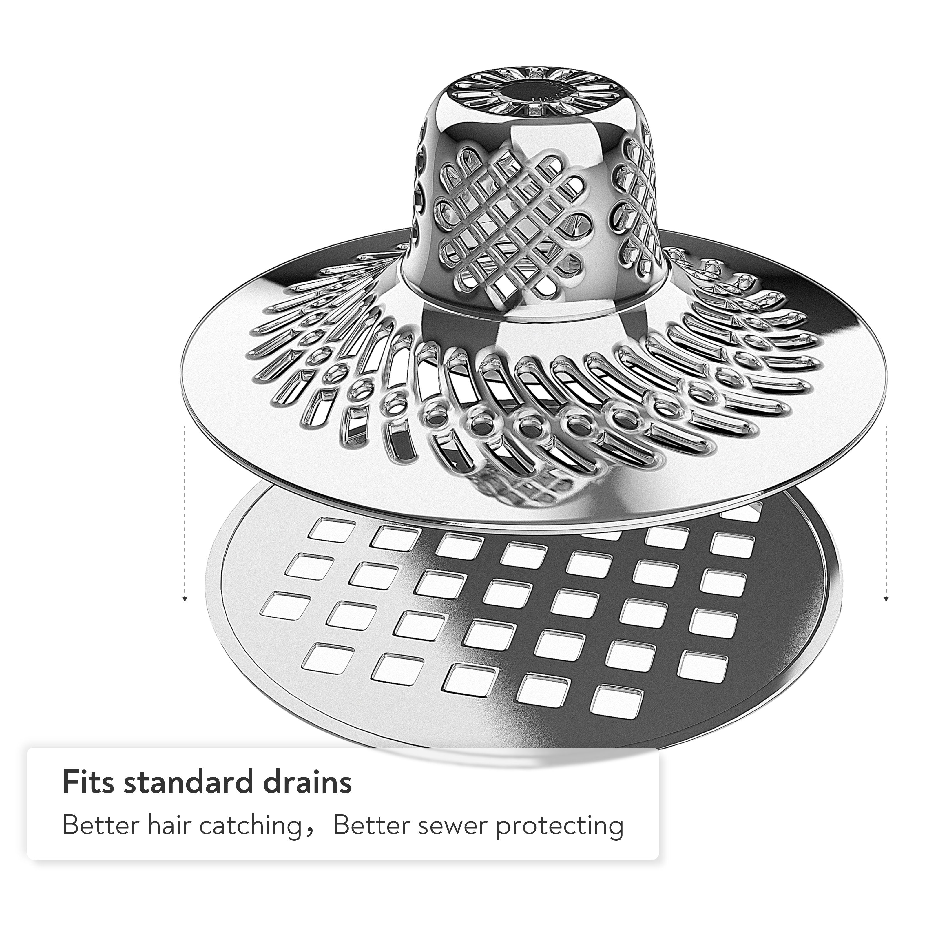 PRIMSOPH Shower Drain Hair Catcher - Pop Up Drain Hair Strainer & Trap for Bath Tub and Sink - Bathroom Drain Protector with Dual-Sided Threads