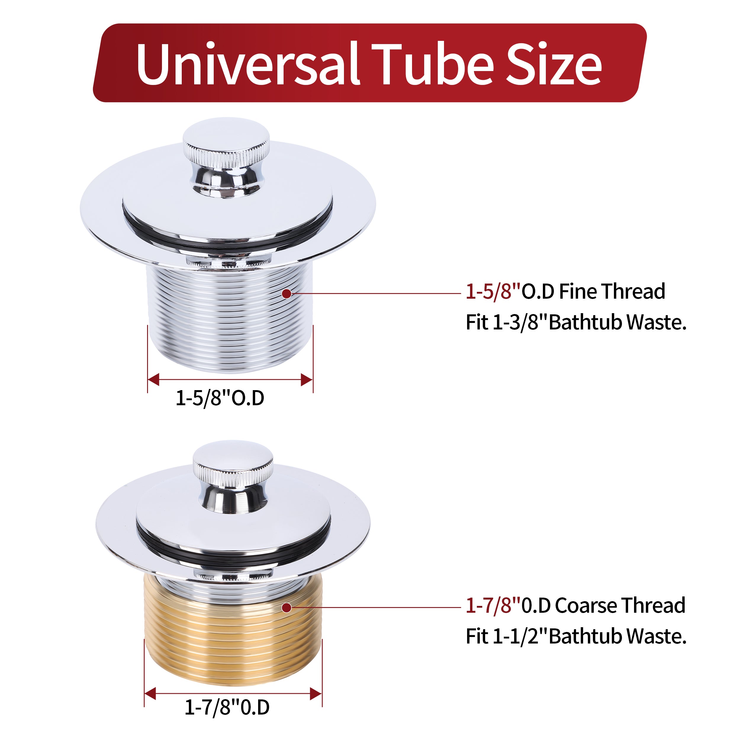 PRIMSOPH Lift Turn Tub Drain Trim Kit with One Hole Overflow Faceplate, Chrome