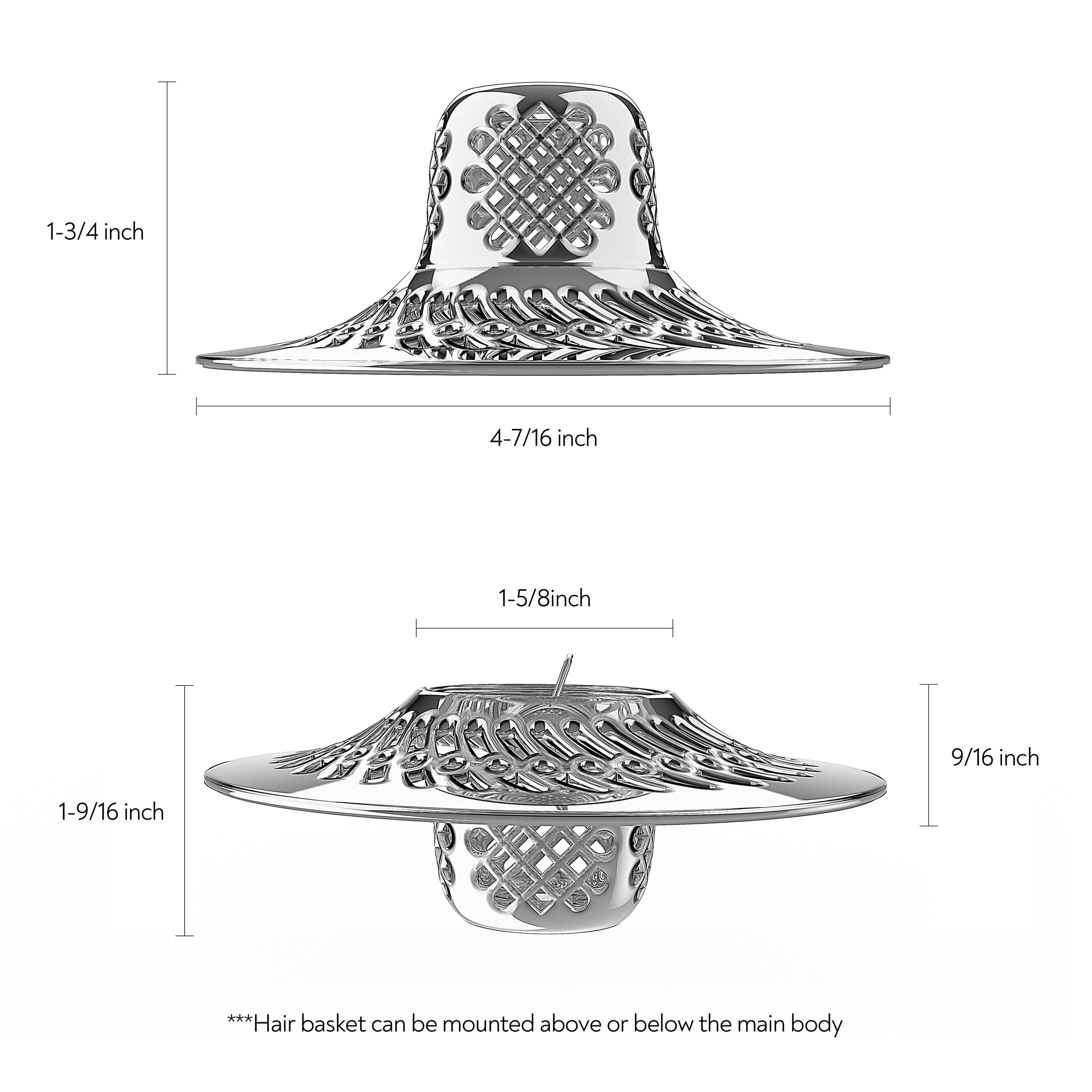 PRIMSOPH Shower Drain Hair Catcher - Pop Up Drain Hair Strainer & Trap for Bath Tub and Sink - Bathroom Drain Protector with Dual-Sided Threads