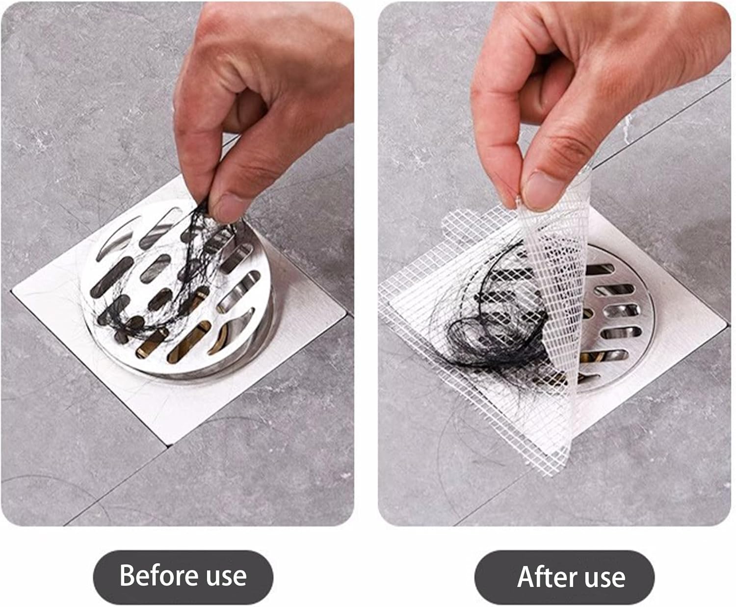 PRIMSOPH 4 Inch Square Disposable Shower Drain Strainer & Hair Catcher Stickers (30-Pack)