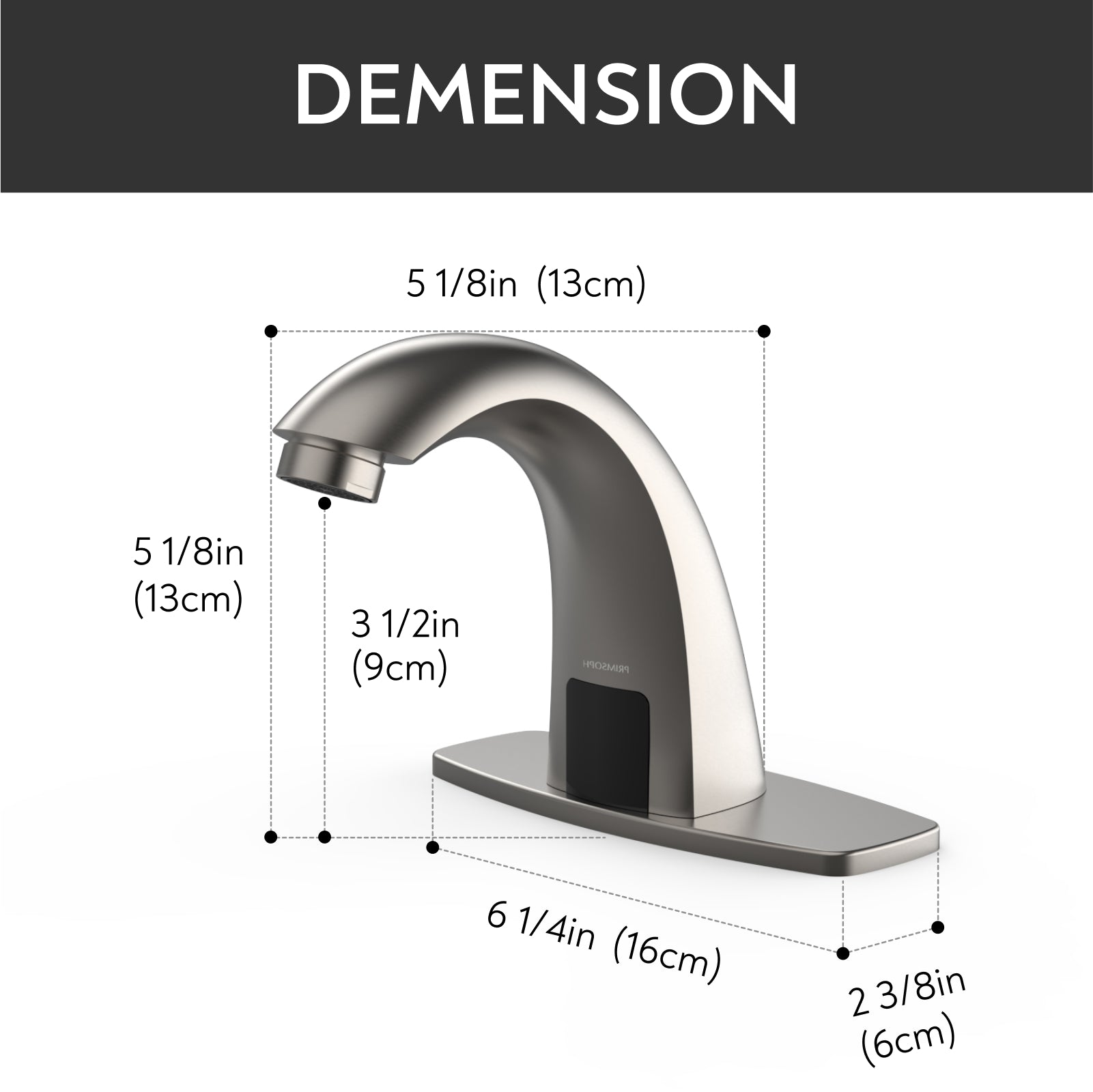 PRIMSOPH Model 8003 Battery and Plug-In Powered Touchless Faucet with Temperature Mixer, Brushed Nickel