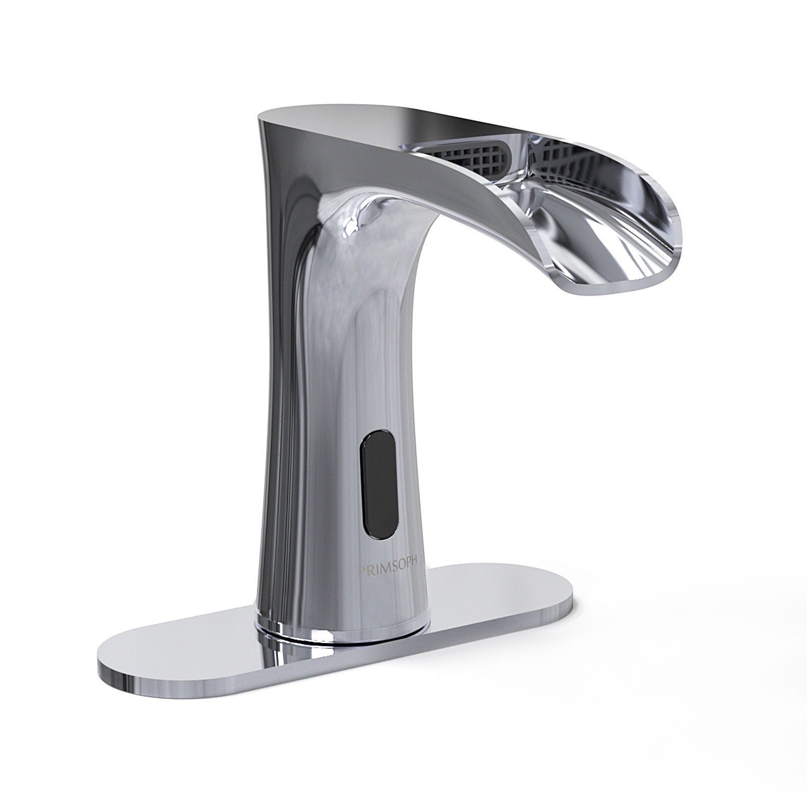 PRIMSOPH Waterfall Touchless Faucet with Temperature Mixer and Battery & Plug-In Power, Chrome