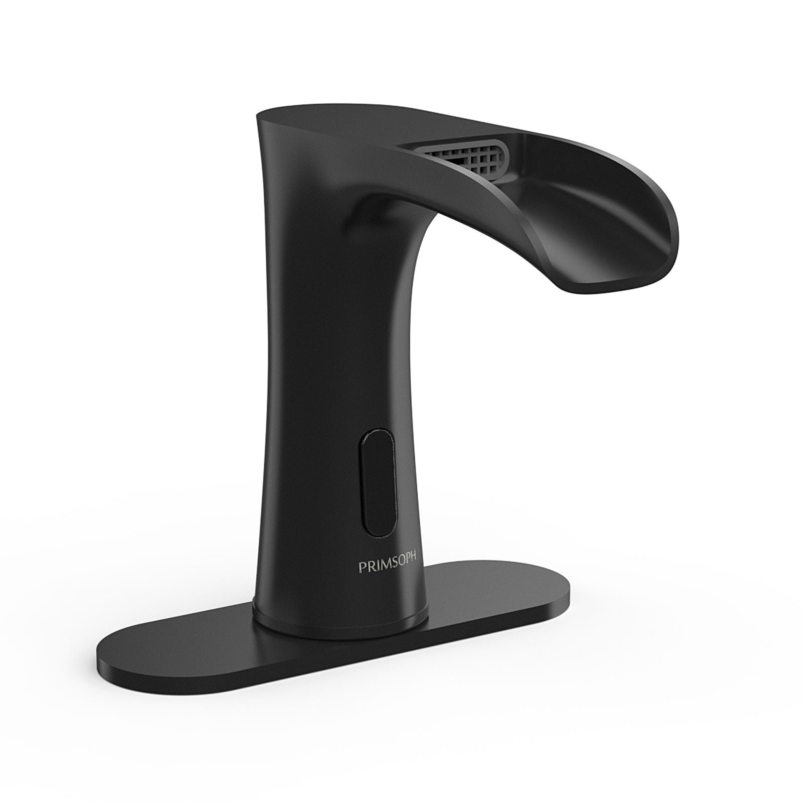 PRIMSOPH Waterfall Touchless Faucet with Temperature Mixer and Battery & Plug-In Power, Matte Black