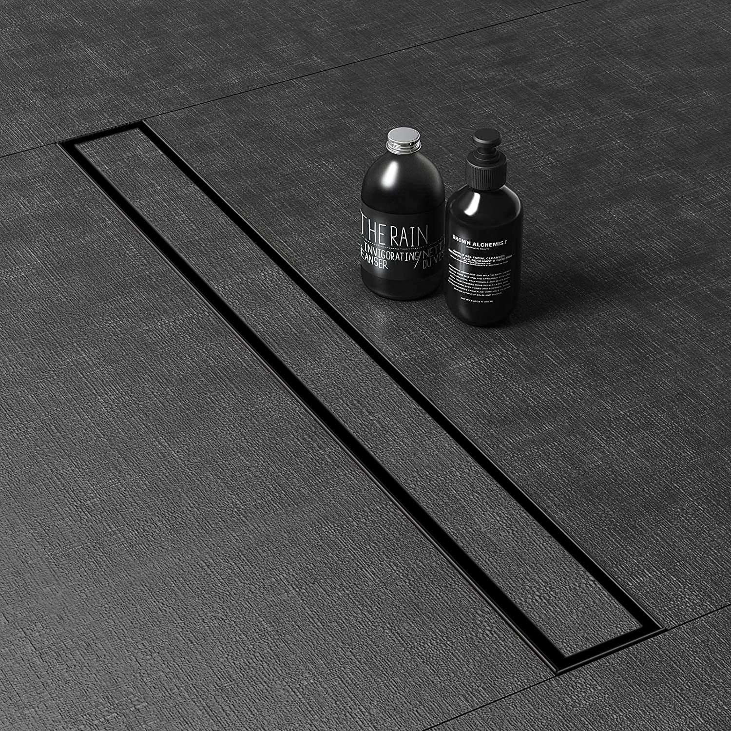 WEBANG 72 Inch Reversible 2-in-1 Linear Shower Drain With Accessories, Matte Black